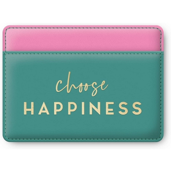 Lady Jayne Choose Happiness Metallic Pink Blue Credit Debit Gift Card Wallet NWT - Picture 3 of 12